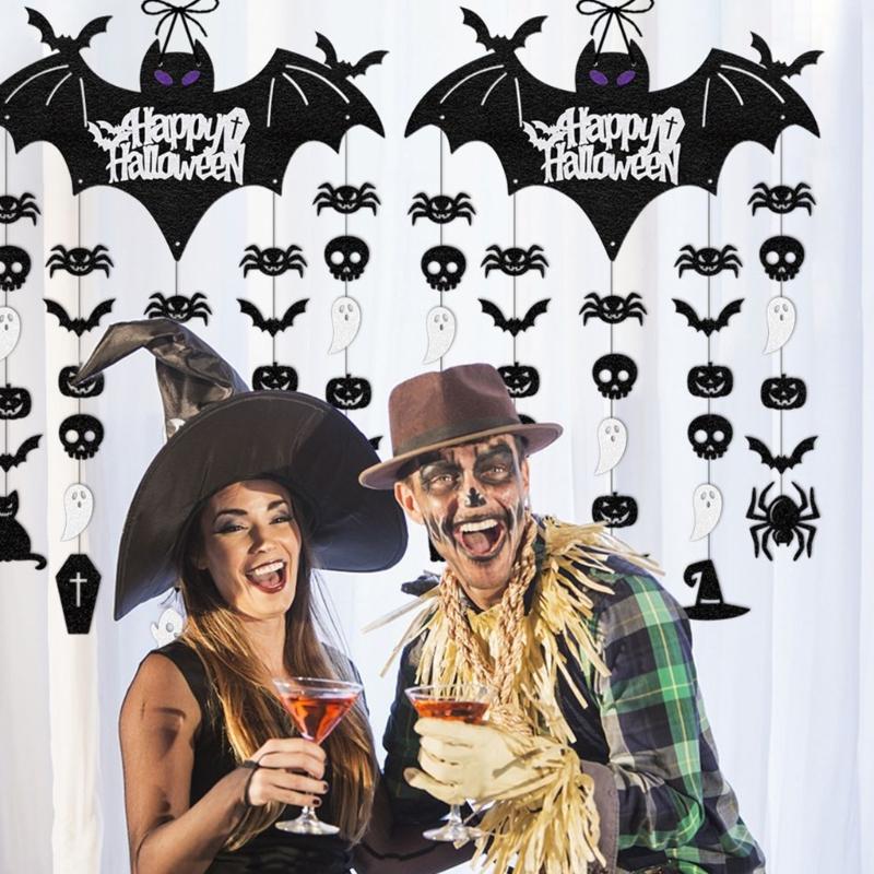 Portable Paper Bat Ornament Easy Install Halloween Window Wall Decorations For Home Office Party