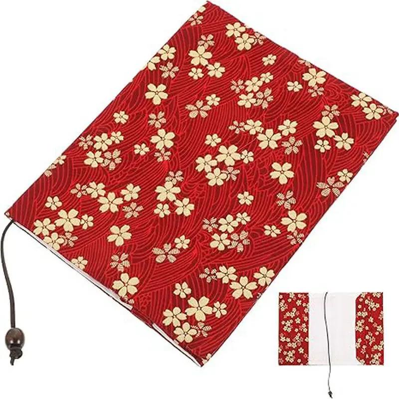 

Hot Stamping Printed Fabric Sleeve A5 Adjustable Book Cover for Textbook Hand Account Book Protective Case Decor Cover червоний