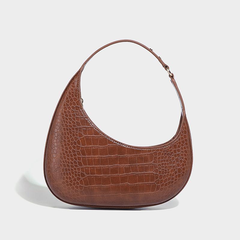 

Модный осенне-зимний новый нишевый дизайн парус , одноплечевая, 2024 трендовая универсальная дорожная сумка-подмышка с крокодиловым узором коричневый