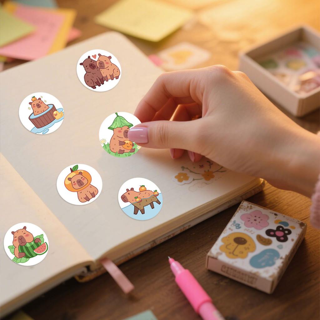 500pcs Leisure Cartoon Capybara Pvc Self-adhesive Sealing Gift DIY Sticker