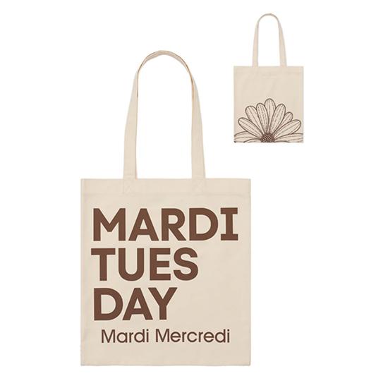 Mardi Mercredi CANVAS BAG FLOWER DU MARDI – Cream Brown