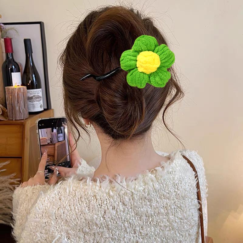AWAYTR Cartoon Flower Clip Hairpin Fashion Fabric Hair Sticks Valentine Headwear Girl Hair Accessories Festival Gift