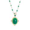 Emerald Necklace Female Retro Ethnic Style Temperament Hetian Jade Pendant Exquisite Collarbone Chain