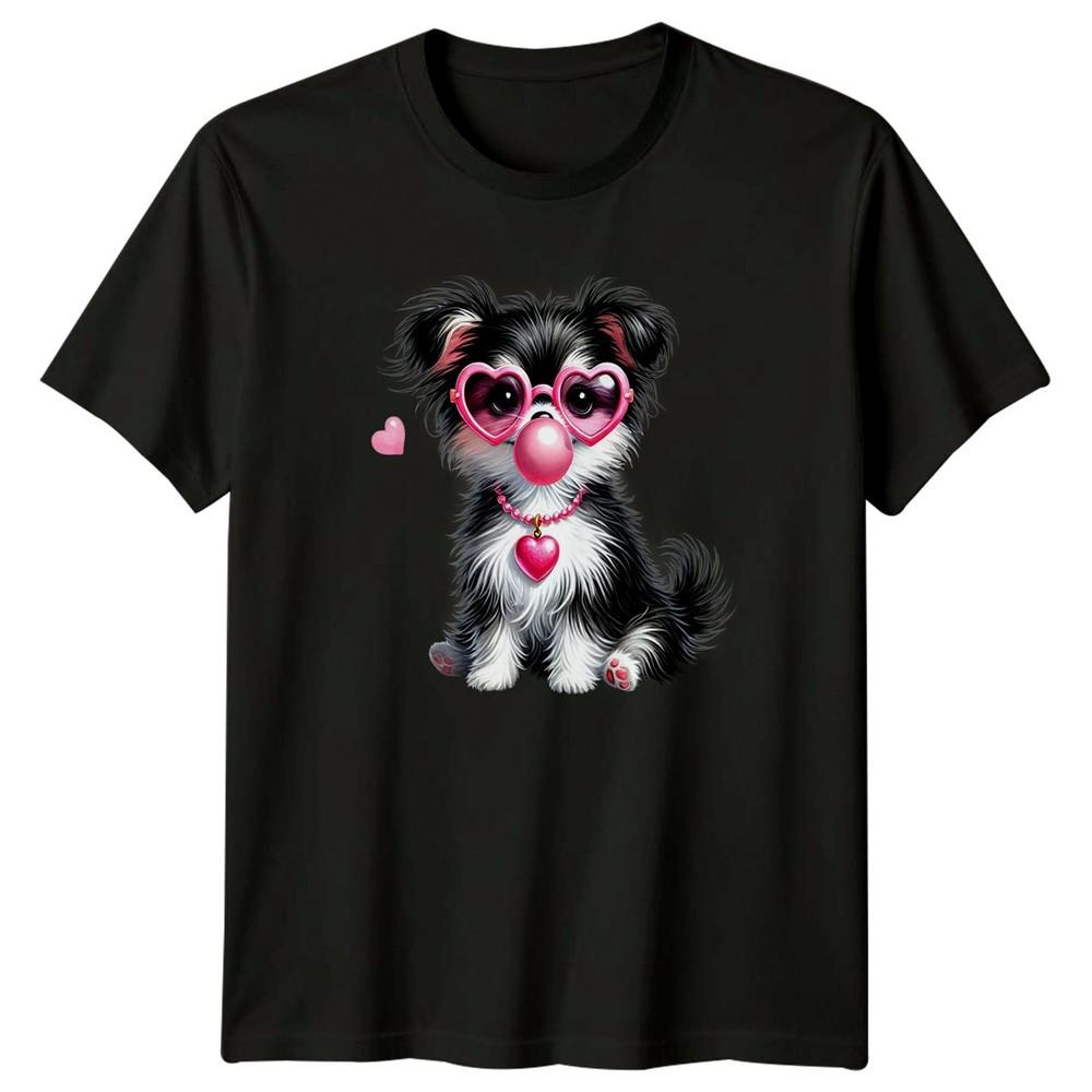 Puppy Dog Heart Sunglasses Dogs Animals Unisexs TShirt Unisexs Tee Cute Bubblegum