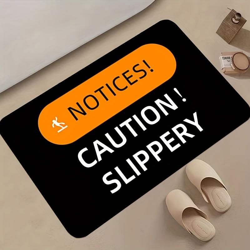 

Caution Slippery Rug – Safety Warning Design, Soft Mat for Bathroom, Kitchen, Entryway door mat entrance 40x60cm16x24in