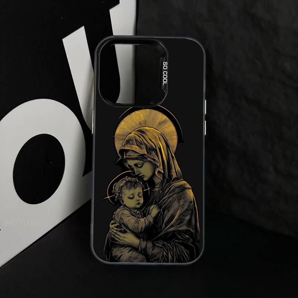 

V-Virgin Mary Celestial Grace Phone Case For iPhone 17,16,15,14,13,12,11 Plus,Pro Max,XS,Colorful Silver Phone case Funda Cover iPhone13PROMAX