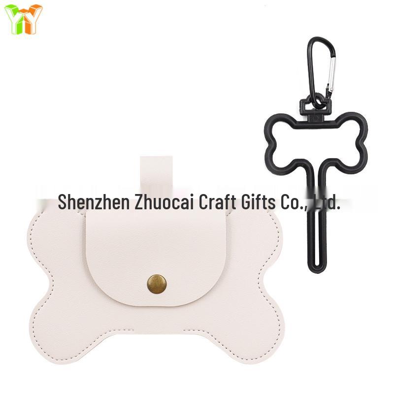 Spot PU Leather Bone-Shaped Pet Waste Bag Dispenser for Cats and Dogs