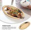 1pc Oval Plate Stainless Steel Food Plate Compact Snack Dish Rustproof Serving Tray For Home Restaurant Bar Breakfast Pastry