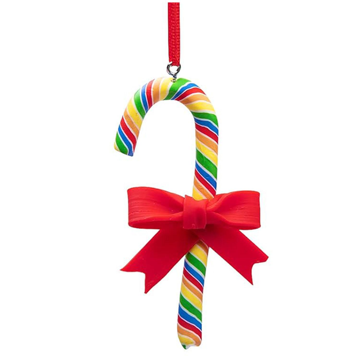 Christmas Lollipop Ornaments- Rainbow Lollipop Hanging Ornaments- Christmas Candies Polymer Clay Ornament for Xmas Tree