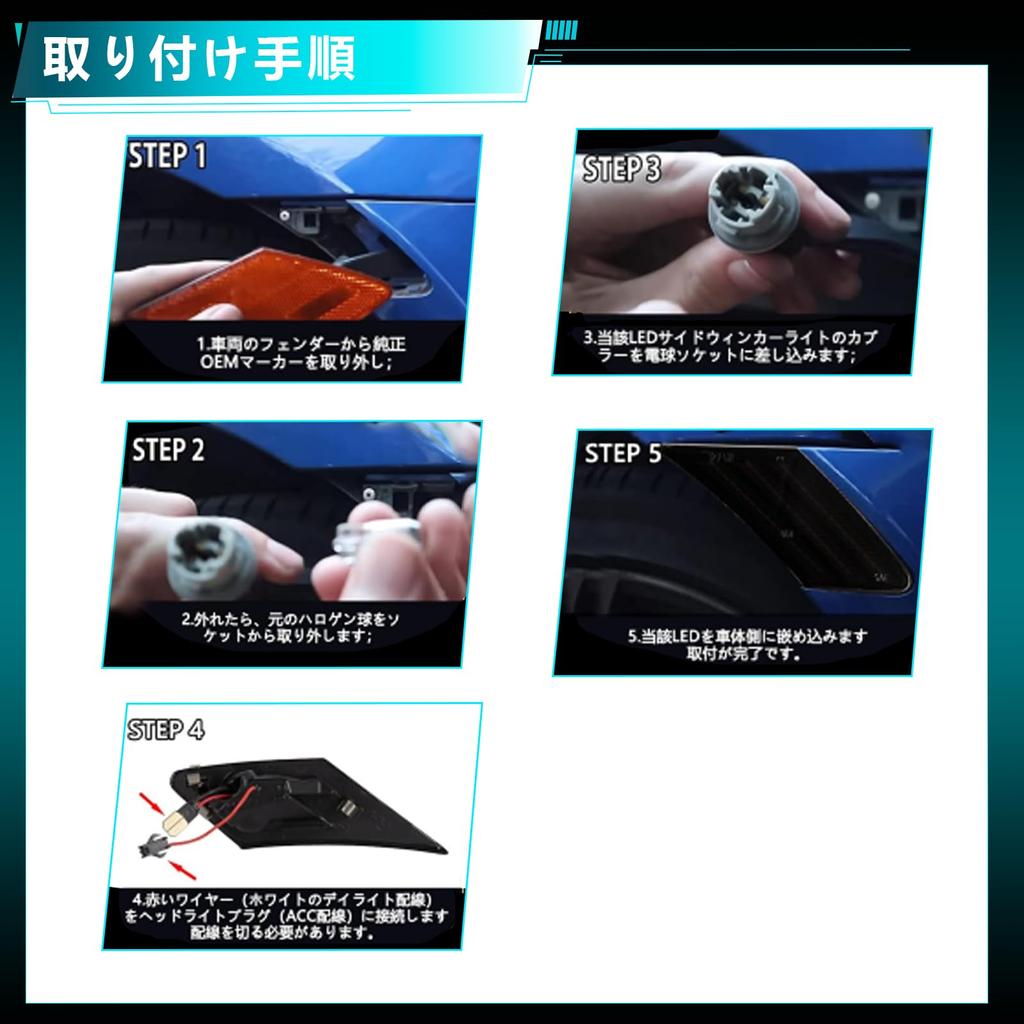 POPMOTORZ LED Side Marker Lights for Toyota 86 2012 and BRZ 48 White LED Turn Driver and Passenger Gon Reflectors Clear Lenses (April onwards/ZN6)