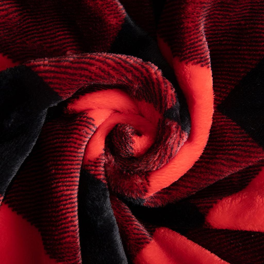Red And Black Plaid Christmas Double Blanket Plush Soft Comfortable Throw Blanket, Wool Flannel Plush Microfiber Blanket For Sofa Bed Sofa Living Room