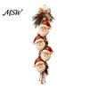 Reusable Christmas Hanging Decor Santa Claus Ornament, 2D Flat Tree Decoration, Rustic Wood Holiday Wall Sign with Pine Branches & Berries for