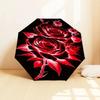 Red Rose Auto Open Close Umbrella - Portable Folding Design with 8-Bone Iron Frame, Perfect for Outdoor, Festive Gifts, Travel, Daily Use, a