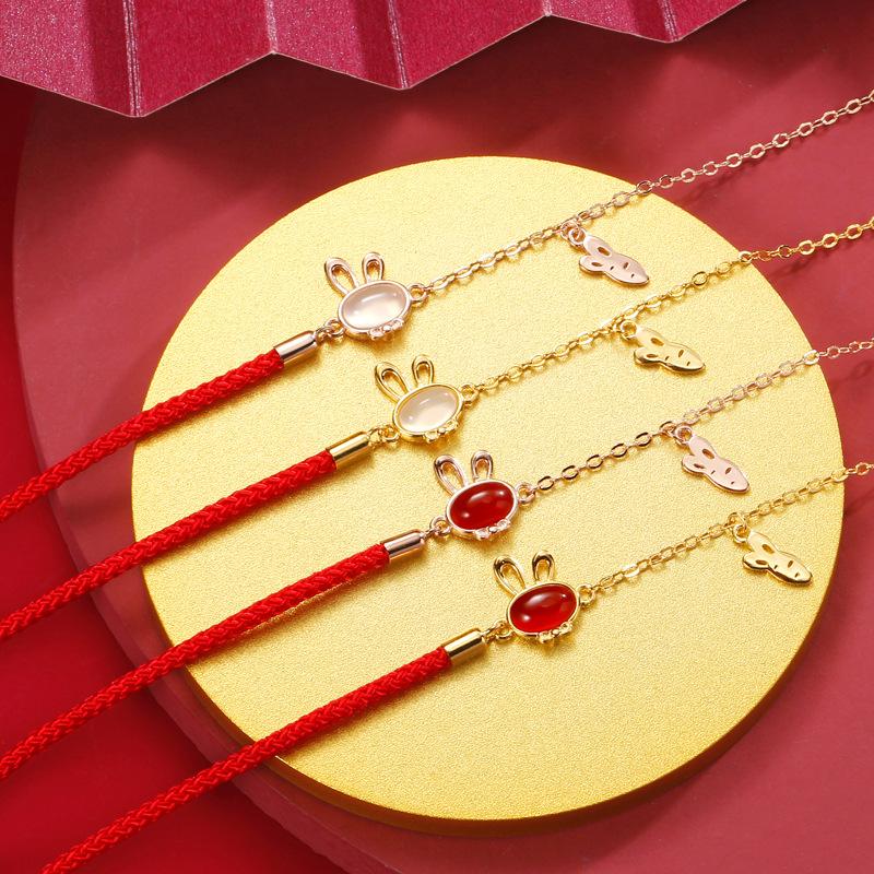 Original Rabbit Red Rope Bracelet Female Natal Guochao Woven Hand Rope Niche Design Gift