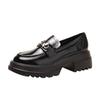 Spring and Autumn black wind with small leather shoes platform college single shoes women