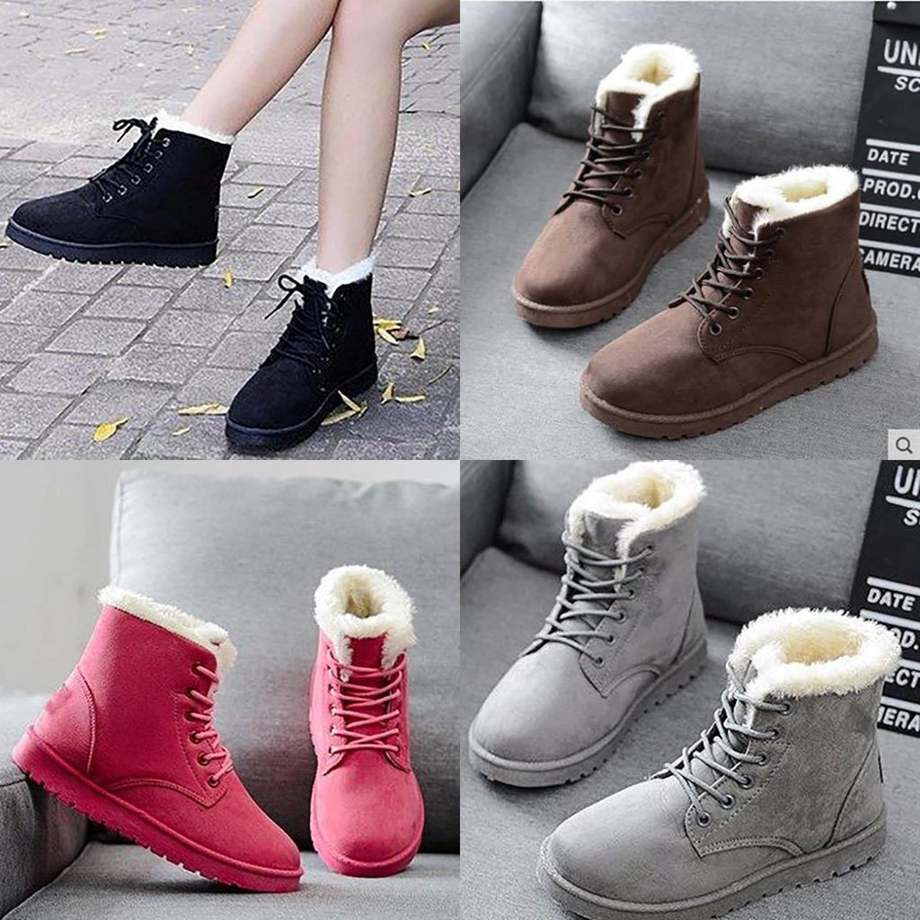 Cozy And Stylish Women's Faux Suede Fur Lined Winter Ankle Snow Boots