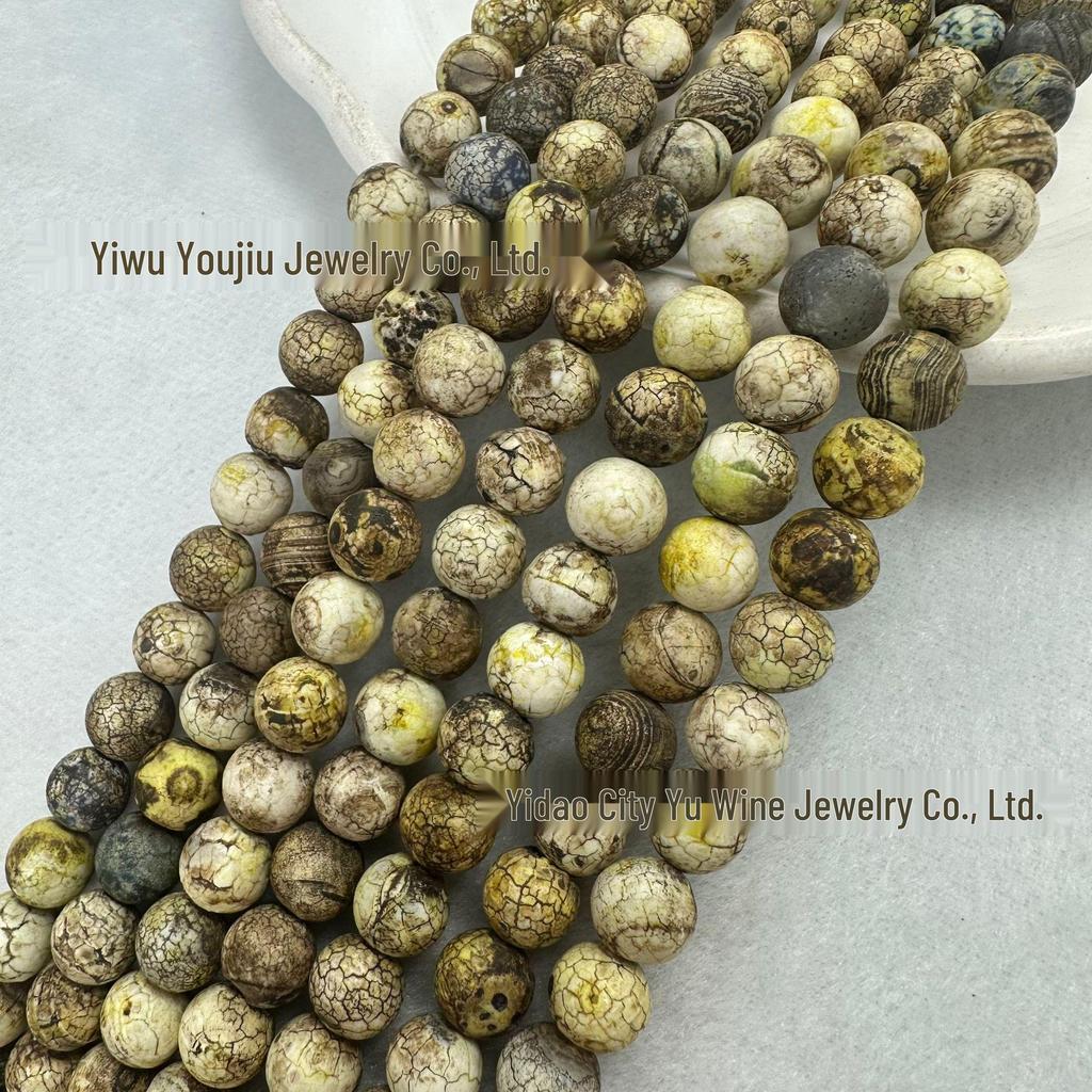 Retro Agate Round Bead String for DIY Bracelets and Necklaces
