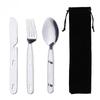 3pcs/set Stainless Steel Cutlery Set Knife Fork Spoon for Home Use Travel Camping Picnic Portable Tableware Set Storage Bag