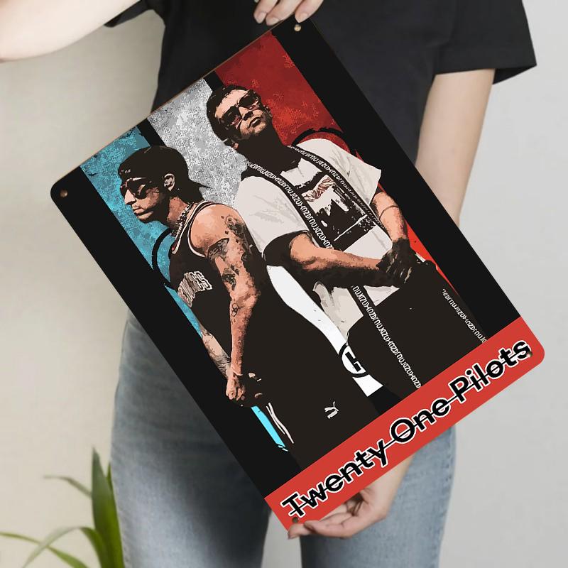 

Twenty One Pilots Portrait Metal Wall Art Decorative Iron Painting for Music Fans Home Decoration 20x30cm（7.8x11.8inch）