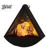 Decorative Lights for Home Halloween Triangle LED Lantern Tumbler Shape Night Light with Witch Ghost Glass Silhouette Shadow Box Pumpkin Battery