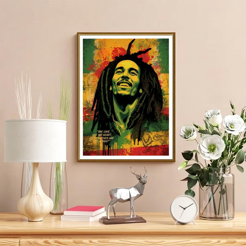 Bob Marley One Love Reggae Music Vibes 5D Diamond Painting Round Diamond Rhinestones Mosaic Diamond Embroidery Wall Paintings Rhinestones Gift Framele