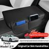 For Tesla Model 3 Highland / Model Y Juniper Leather Car Center Console Armrest Box Pad Protection Cushion With Storage Function