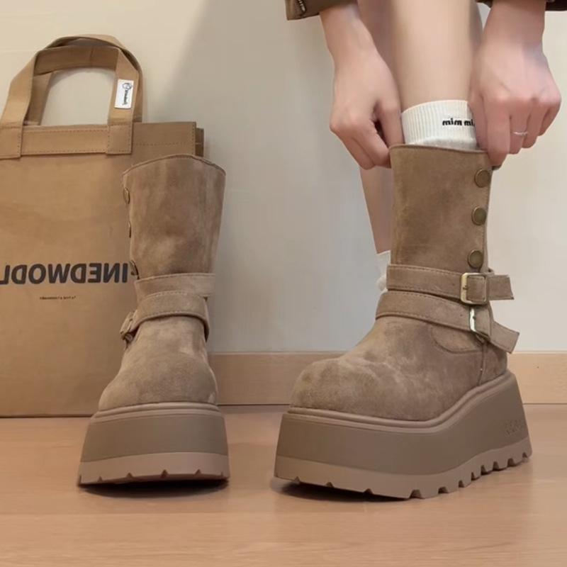 Vintage College Suede Thick-soled Women's Fashion Boots Autumn and Winter Fashion Japanese Skirt Fairy Style Short Boots Tide