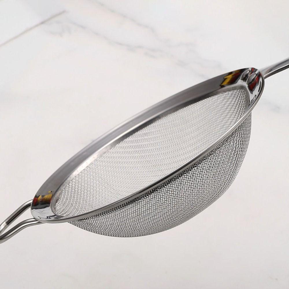 Ergonomic Handle Frosting Filter Stainless Steel Food Strainer Flour Sieve Soy Milk