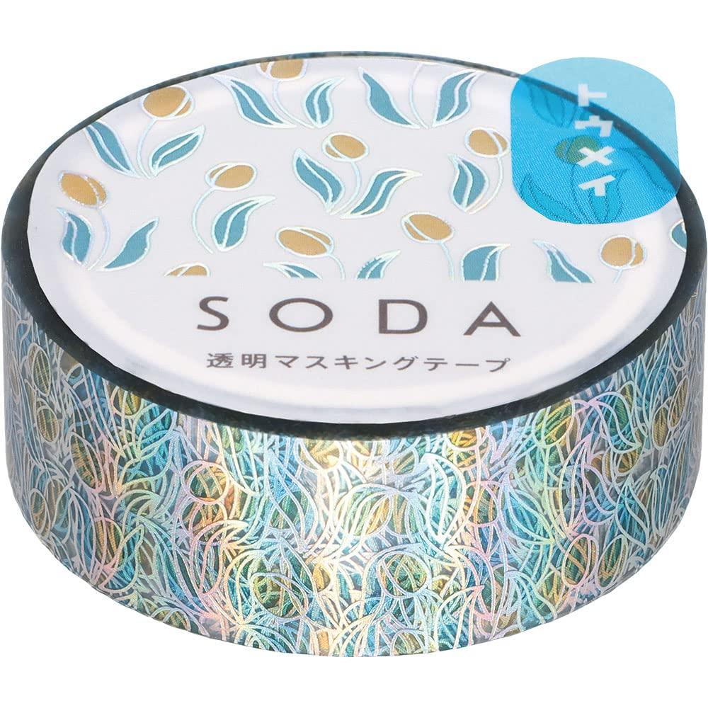 Kingjim Маскировочная лента Soda Тюльпан, Ширина 15 мм, Цвет, Прозрачный, Дизайн, CMTH15-004,