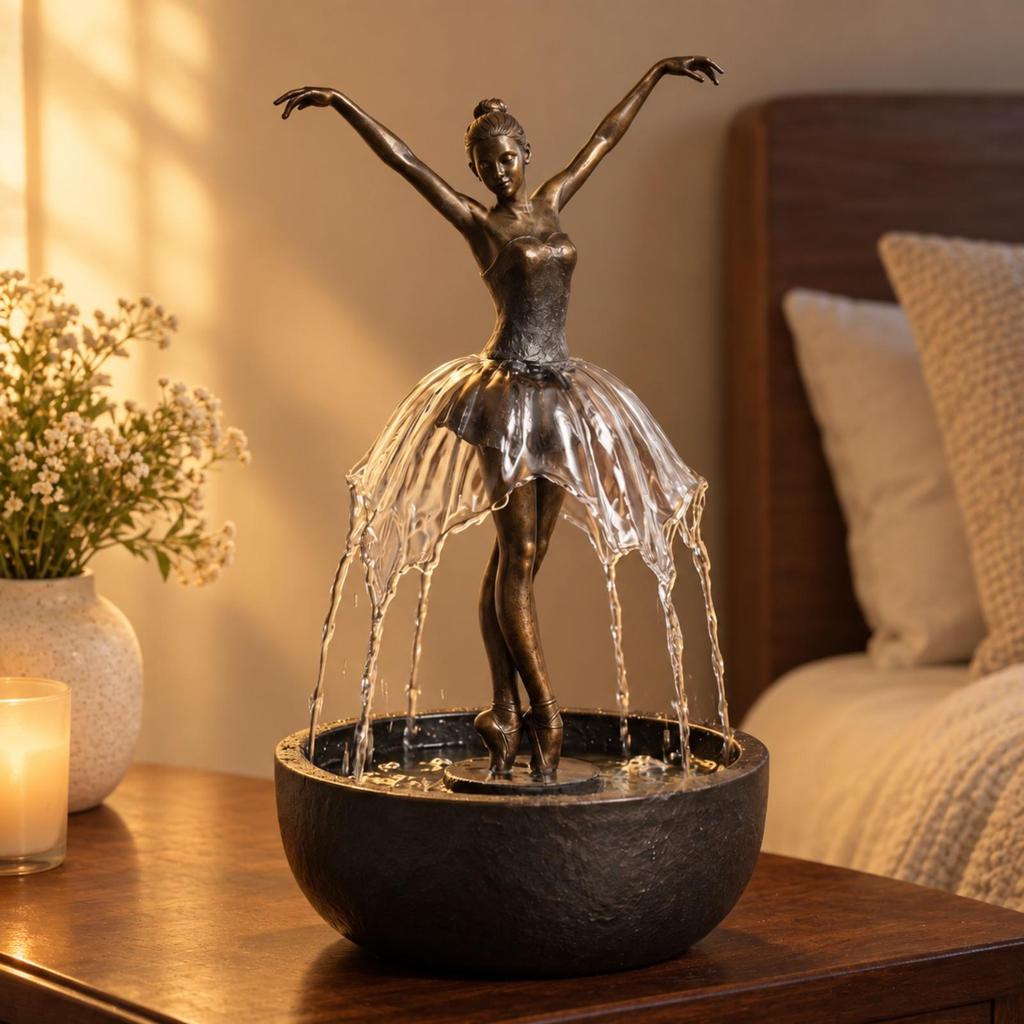 Sculptural Ballerina Water Fountain Calming Ornament Artistic for Office