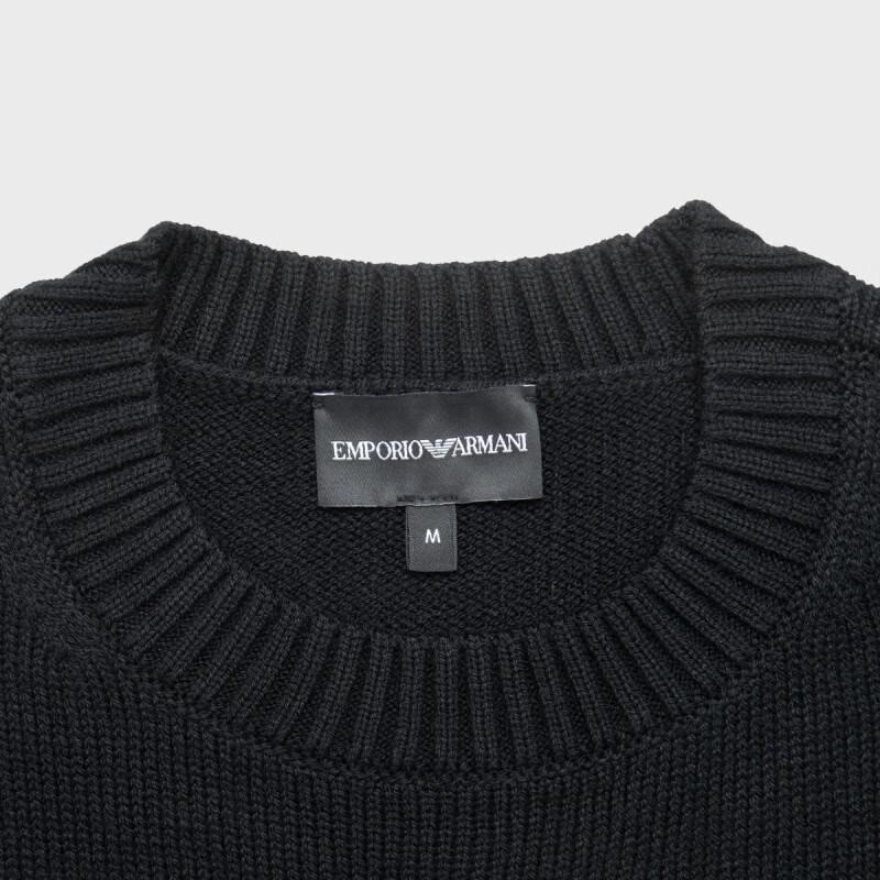 Emporio Armani Men's Crew Neck Eagle Logo Knit Sweater
