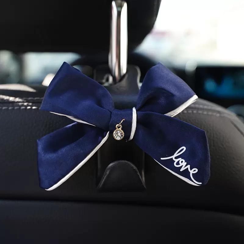 Creative Car Butterfly Bow Hook Multi-functional Backseat Hook For Car Interior Abs+cloth Bow Black Love Butterfly Bow Black Hook