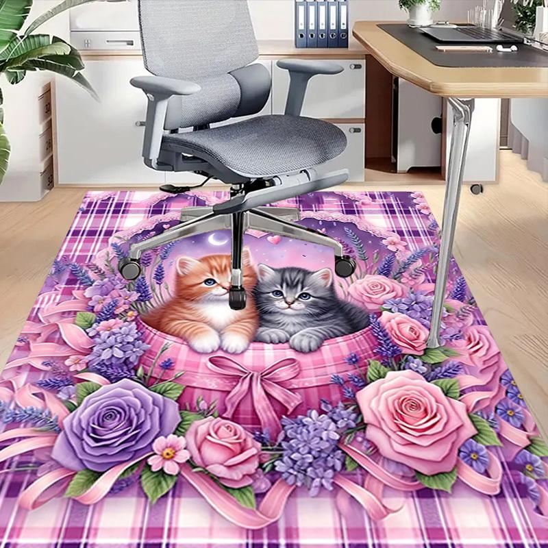 1PC Kittens Flowers Extra Large Non-Slip Floor Carpet, Office, Family, Bedroom, Studio - Large Area Rug Indoor Rugs, Vibrant Colors-A240