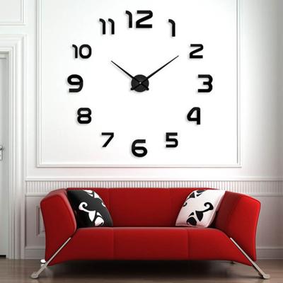 Modern Frameless Large 3D Wall Clock Mirror Sticker Home Living