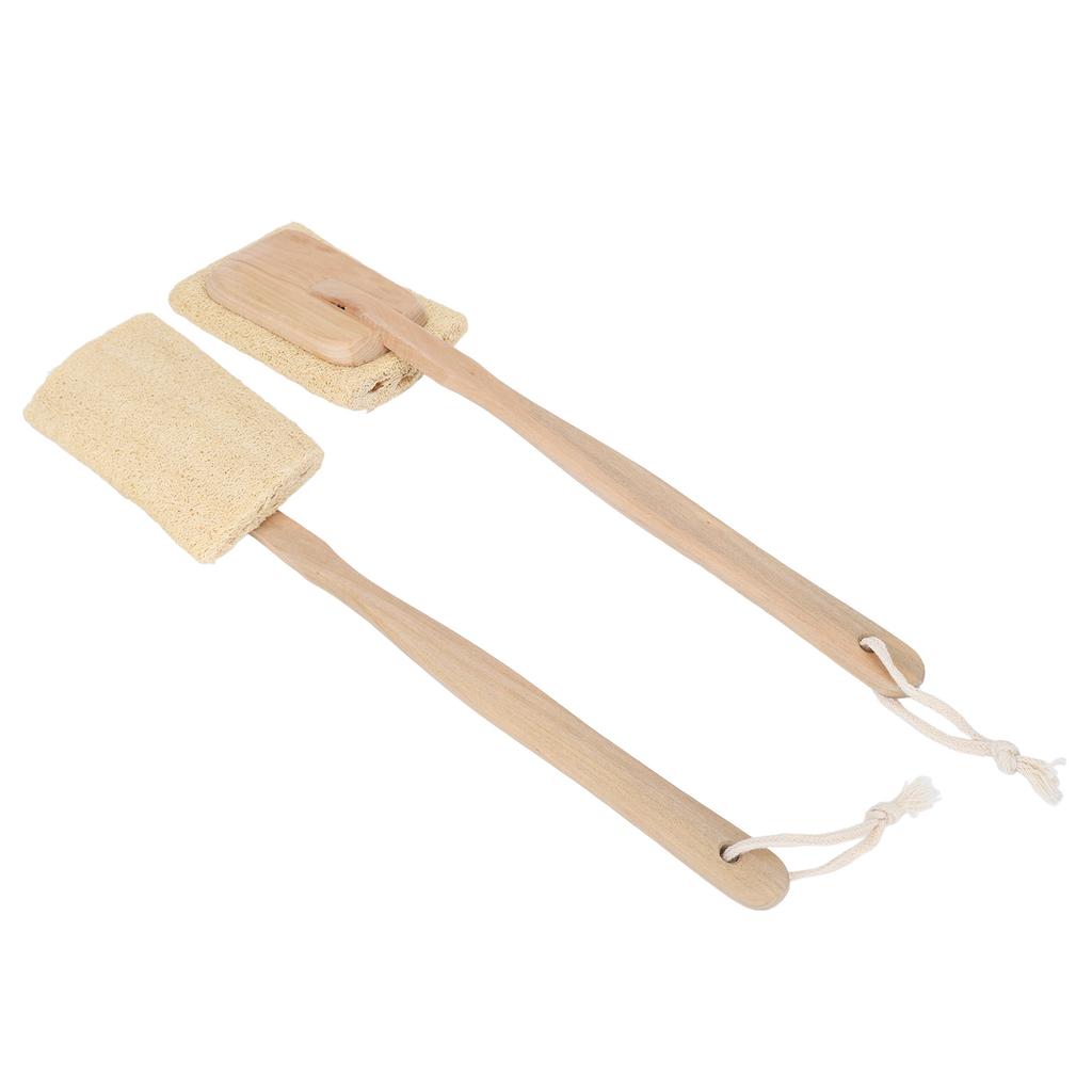 Luffa Badeschwamm Peeling Sanfte Reinigung Luffa Dusch-Körperbürste mit Abnehmbarem Langen Holzgriff