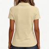 Women’s Casual V Neck Short Sleeve Collared Shirt Button Front Relaxed Fit Solid Top for Daily Wear