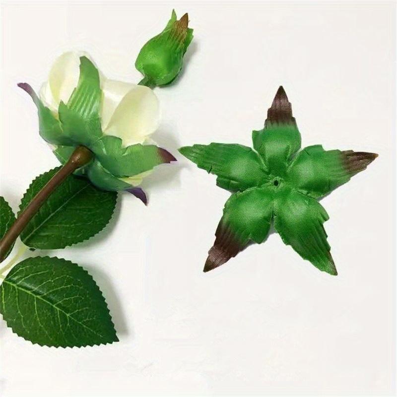 50 pièces Support de Rose Artificielle DIY Accessoires de Décoration Feuille Verte de Rose Décoration de Maison Fête Bouquet de Roses Couronne Cadeau