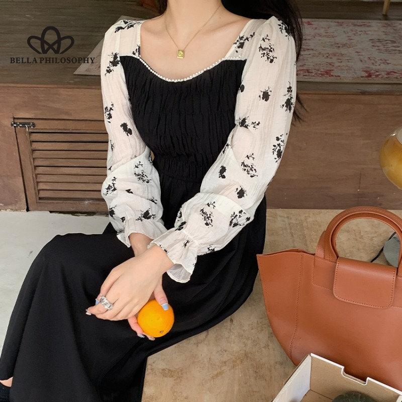 

Новая весенняя женская одежда, облегающее платье с тонкой талией и французским шиком, женское модное повседневное элегантное длинное пляжное платье XXXL чёрный