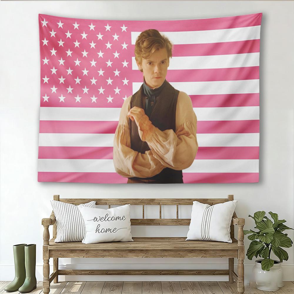 JJack Pink Flag Tapestry Pink American Flag Wall Art Actor Fan Banner Aesthetic Bedroom Decor Celebrity Wall Tapestry 74x94cm(29x37in)