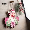 Wooden Door Decorations Christmas Hanging Sign, 2D Santa Snowman Welcome Plaque, Xmas Wall Fireplace Ornament, Holiday Decor for Front Porch,