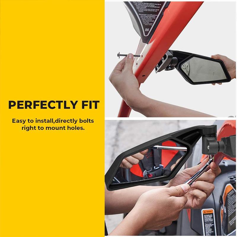 UTV Side Mirrors RZR Adjustable Side Mirrors with 1.5”-2” Roll Bar for Polars RZR 1000 Can Am Maverick Yamaha YXZ Rhino Pioneer