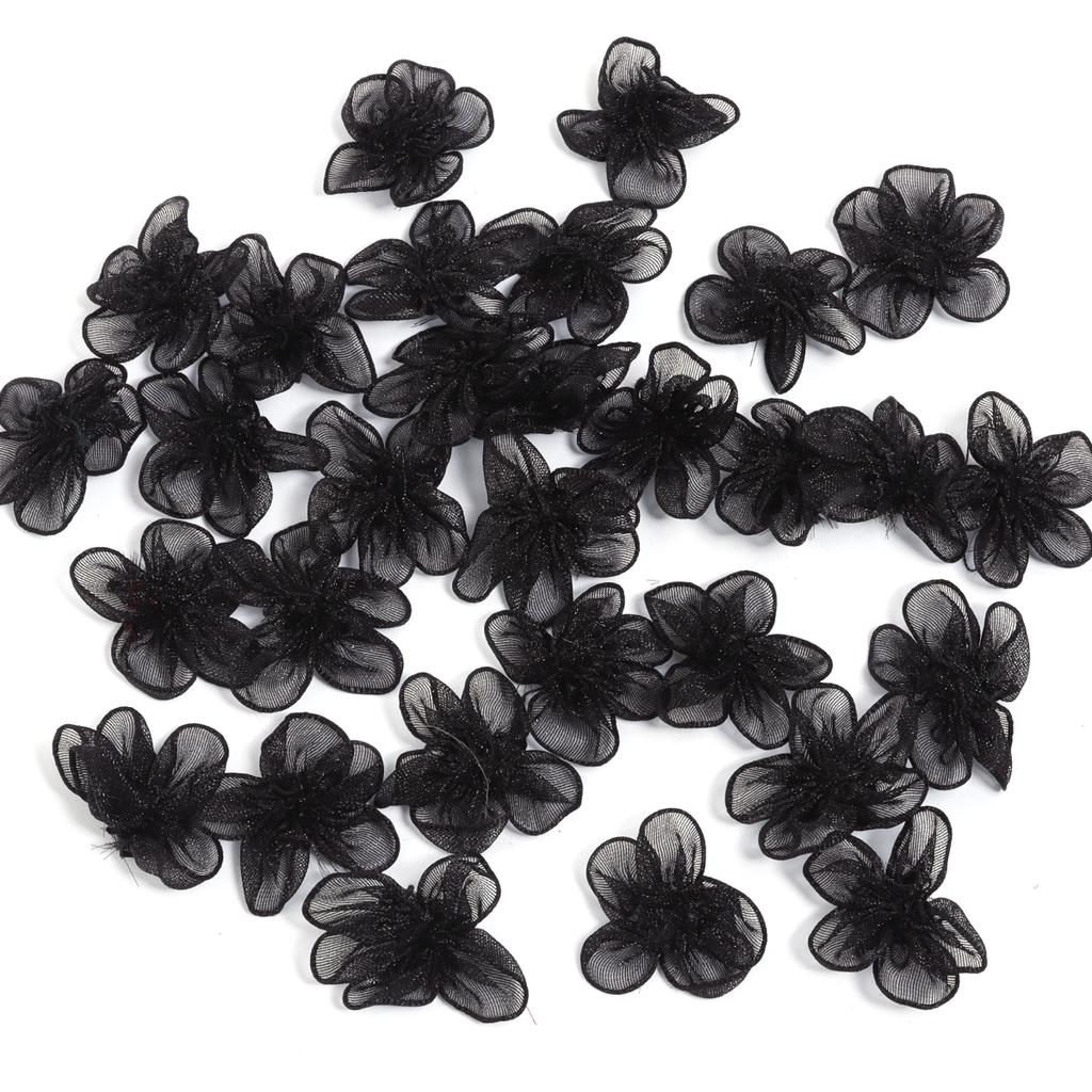 20pcs/lot 3cm Snow Gauze Fabric Flower Five Petals Plum Blossoms Artificial Flower For DIY Clothing Sewing Headwear Decoration