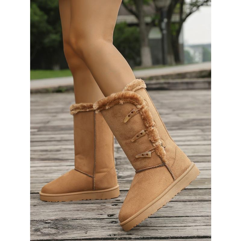 Cross-Border Trade 2025 Winter New Arrival: Women's Thick-Sole Fleece-Lined Snow Boots - Warm, Slip-Resistant, Height-Enhancing