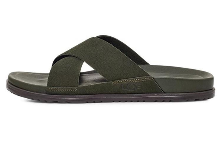 UGG Cow Split Leather Slippers Men s Forest Green 1124902-FRSN 40