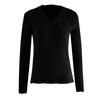 Ladies Fashion Sweater Solid Color V-Neck Lace Slim Fit Knitted Bottoming Shirt