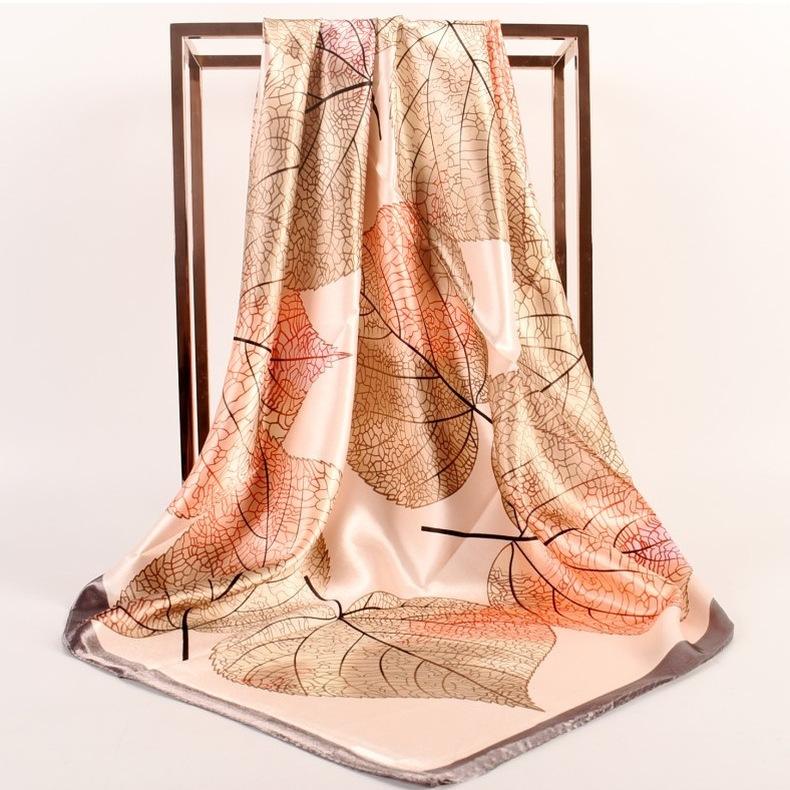 90x90cm Women Silk Scarf Small Satin Square Print Wrap Foulard Femme Handkerchief Bandana Neck Hair Skinny Tie Scarves Shawl