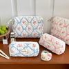 Large Quilted Bow Cosmetic Bag: Women's Portable Toiletry & Skincare Storage for Travel