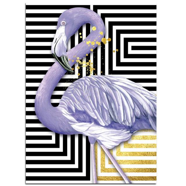 Cadru din lemn masiv Animal nordic Modern Pink Flamingo Pictură pe pânză Postere și imprimeuri Poze de artă de perete pentru sufragerie Decorare interioară a casei