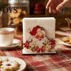 Christmas Party Table Decor Napkin Holder, Wooden Tissue Dispenser, Cute Santa Claus Xmas Standard Size Holder Tree Freestanding Cocktail for