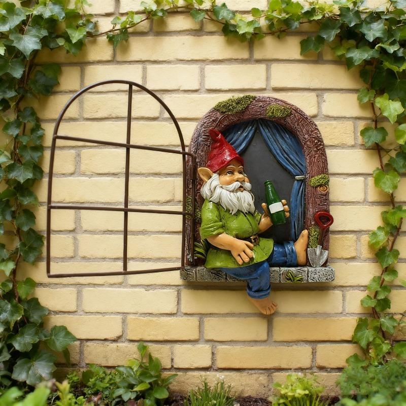 Drinking Dwarf Window Hanging, Creative Outdoor Garden Tree Hanging, Home Wall Decoration, Resin Handicrafts